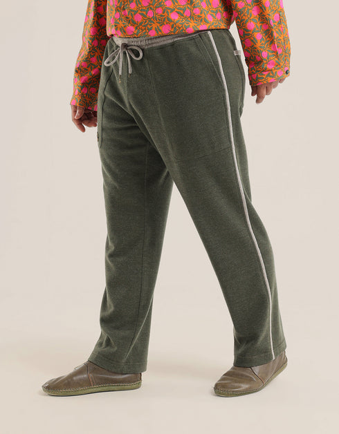 Reversible straight leg pants with elastic waistband